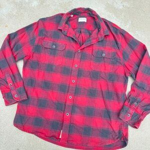 JACHS Mfg 100% Cotton Plaid Flannel Black Red Medium Thick Soft Mens - XL